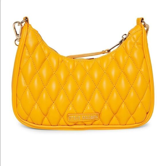 NWT Steve Madden (Bvital) Quilted Crossbody Bag w Air Pod Pouch - Yellow - Picture 6 of 16